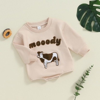 Cow embroidered long sleeve Ha clothes