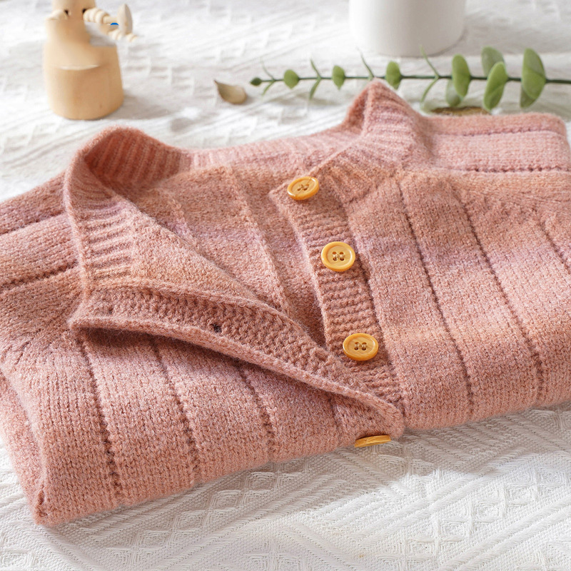 Autumn and Winter New Baby Knitted Solid Color Hooded Set