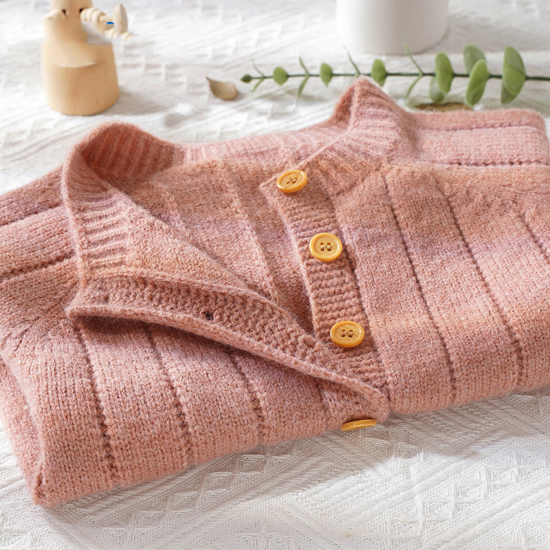 Autumn and Winter New Baby Knitted Solid Color Hooded Set