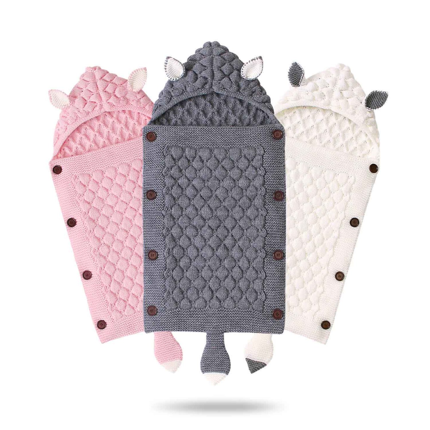 Newborn Anti-Kick Hooded Knitted Blanket