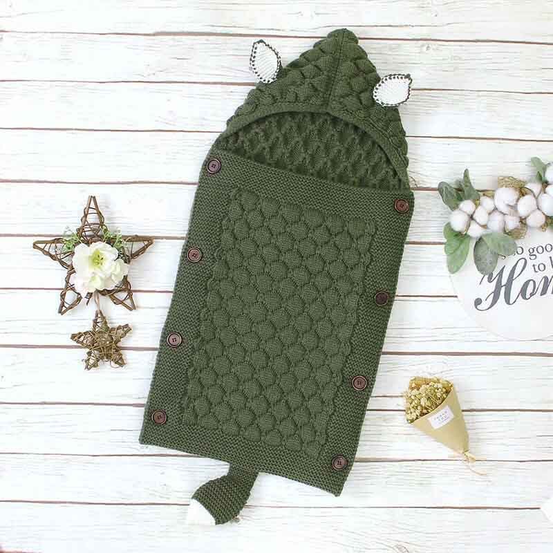 Newborn Anti-Kick Hooded Knitted Blanket