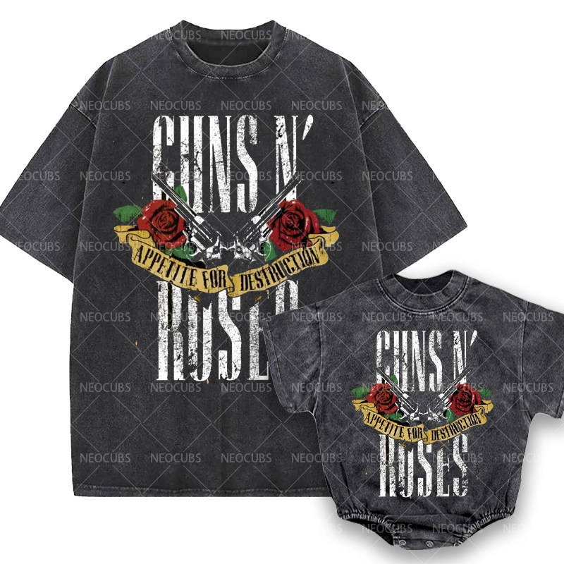 Baby Print Romper And Adult T-Shirt