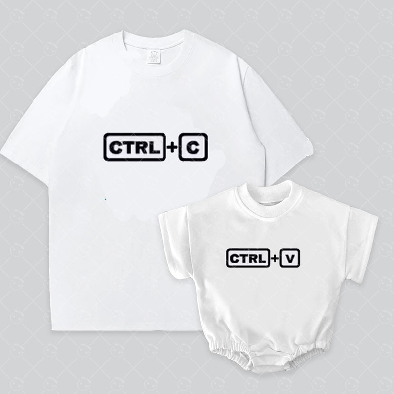 Baby Print Romper And Adult T-Shirt