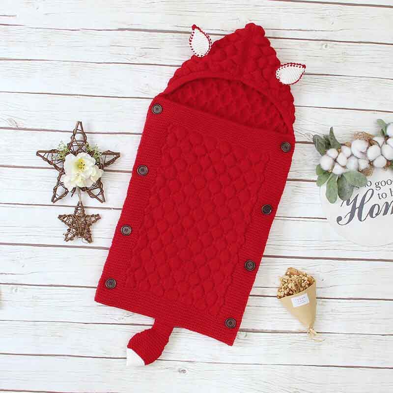Newborn Anti-Kick Hooded Knitted Blanket