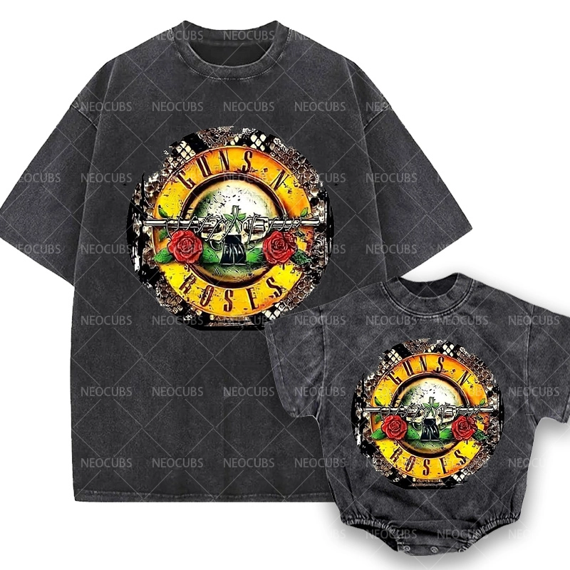 Baby Print Romper And Adult T-Shirt