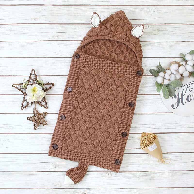 Newborn Anti-Kick Hooded Knitted Blanket