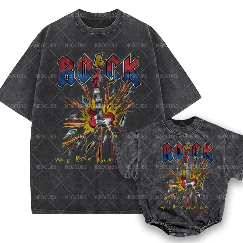 Baby Print Romper And Adult T-Shirt