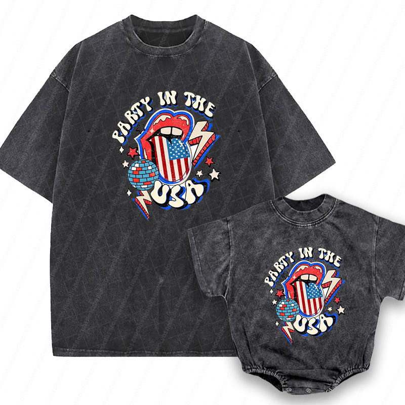 Baby Print Romper And Adult T-Shirt