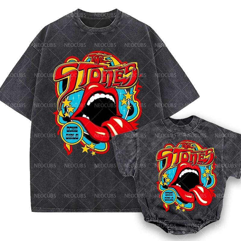 Baby Print Romper And Adult T-Shirt