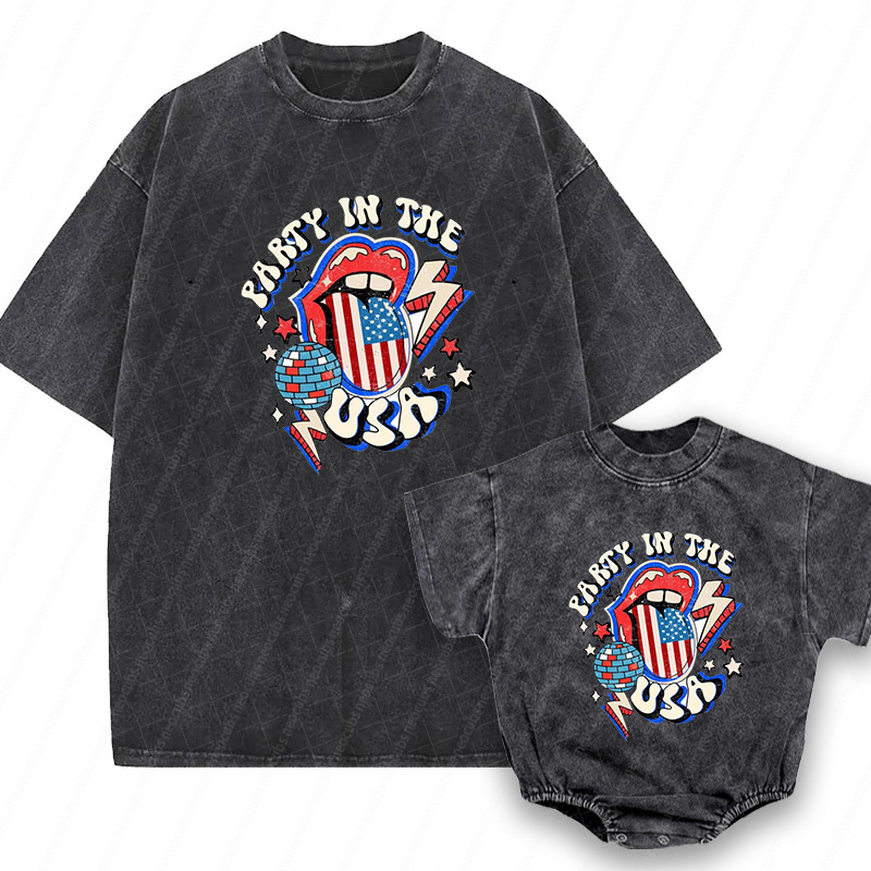 Baby Print Romper And Adult T-Shirt