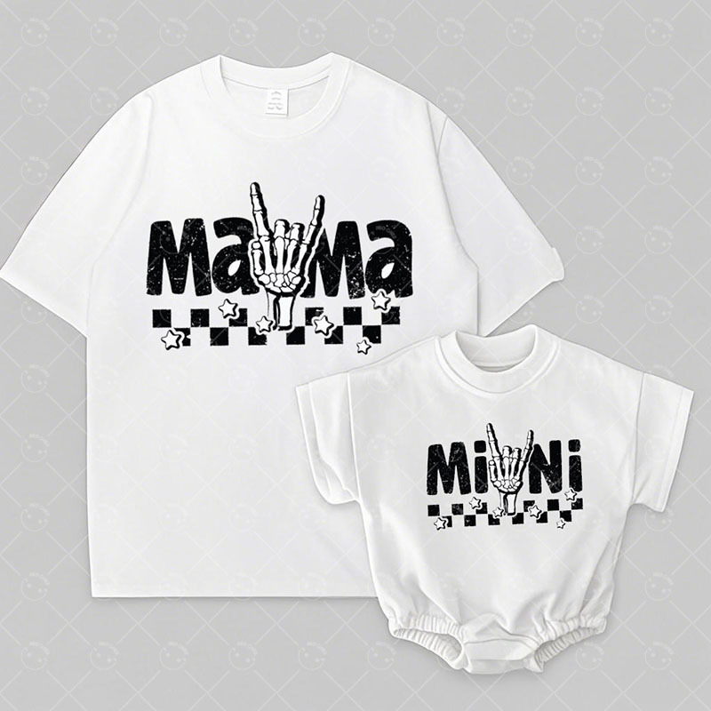 Baby Print Romper And Adult T-Shirt