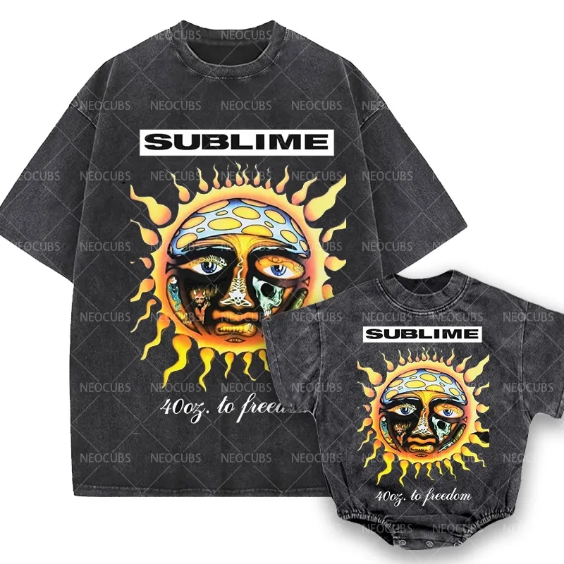 Baby Print Romper And Adult T-Shirt