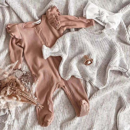 Baby Solid Color Romper +Headband