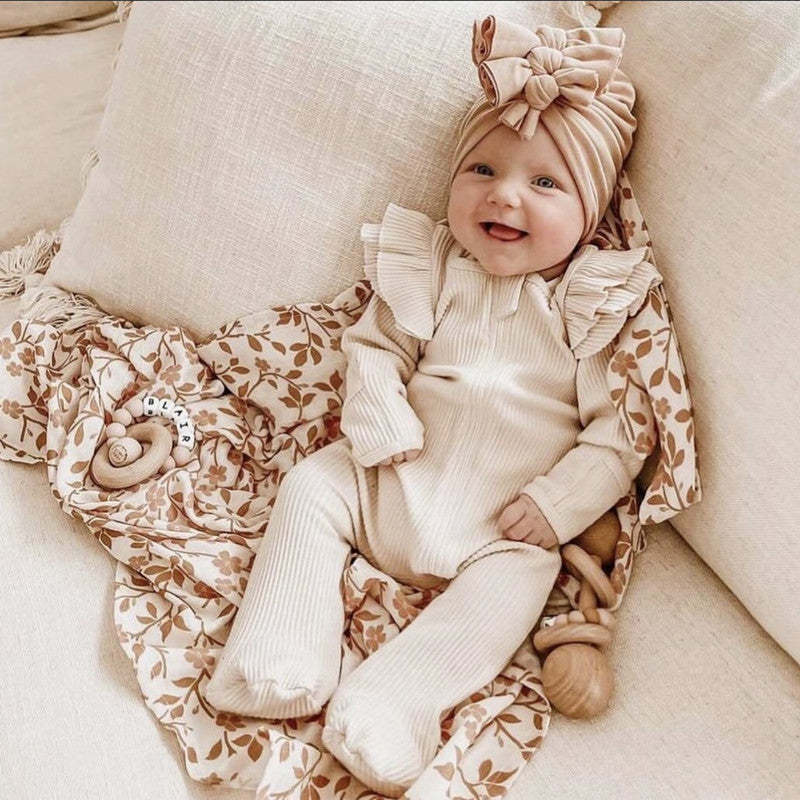 Baby Solid Color Romper +Headband