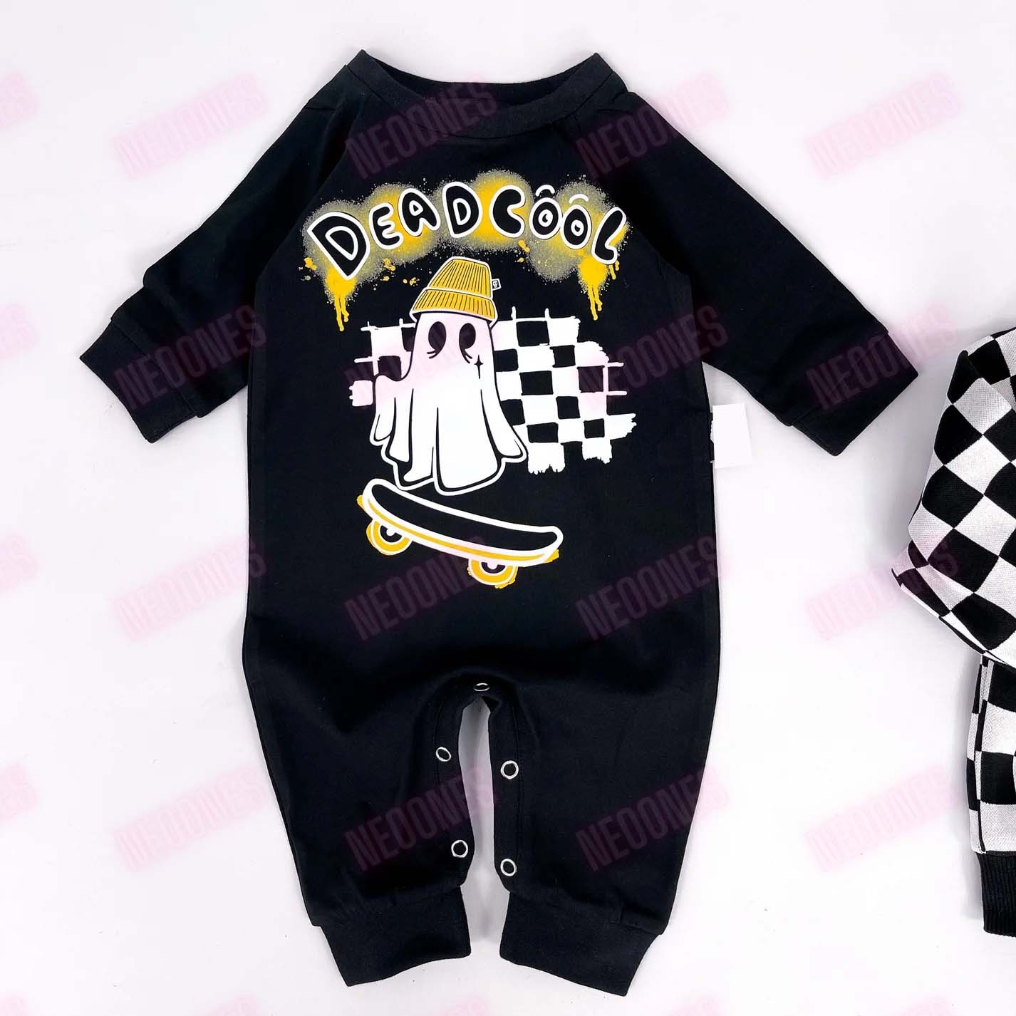 DEAD COOL CHECKERBOARD FOOTLESS ROMPER