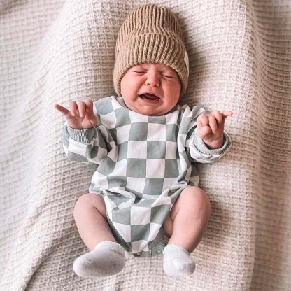 Baby plaid print colorblock Bodysuit