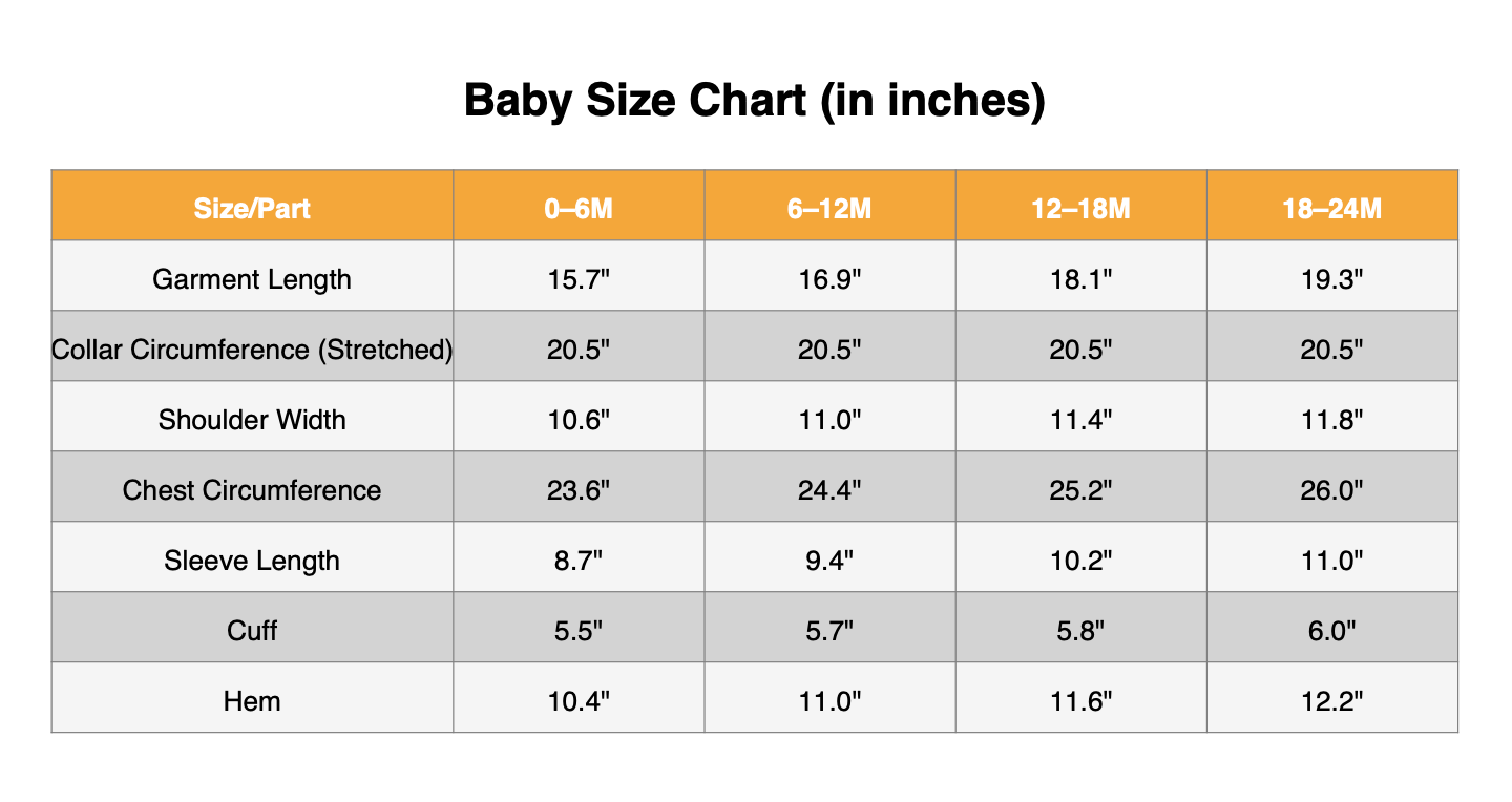 Romper Size Chart
