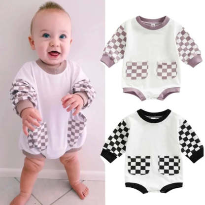 Baby Plaid Round Neck Bodysuit