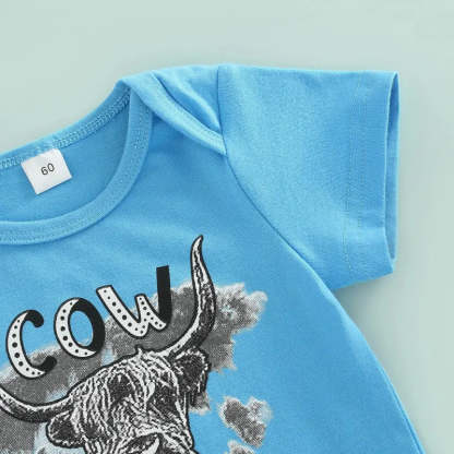 2 Piece Baby cow print tassels suit