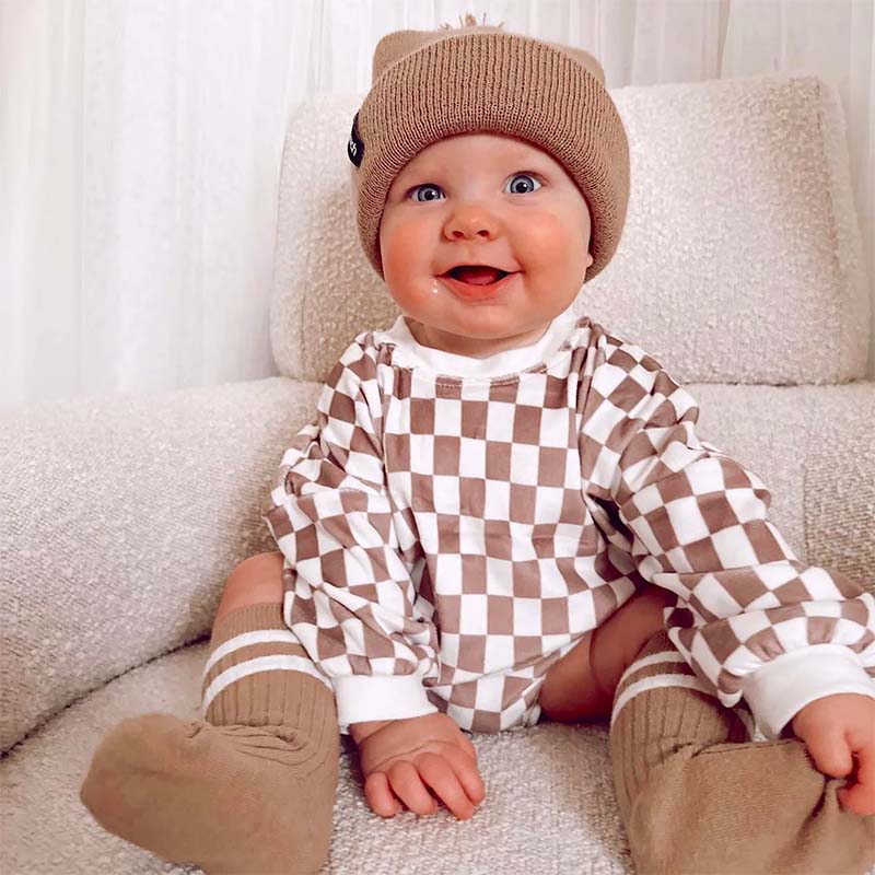 Baby plaid print colorblock Bodysuit