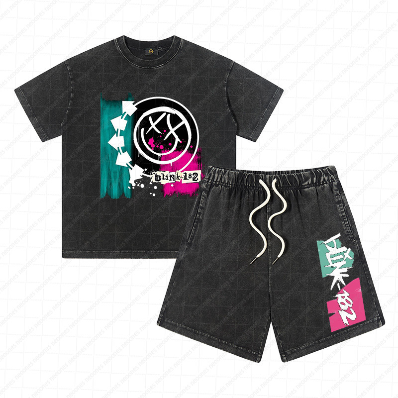 Heavy Washed Cotton Kid's Outfit - Band Graphic Print