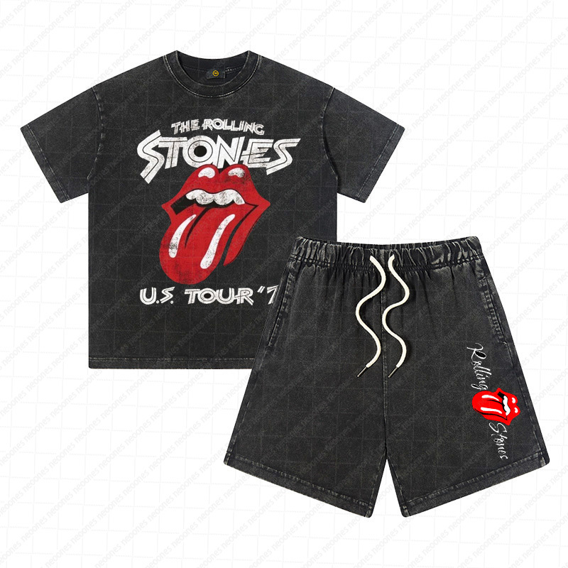Heavy Washed Cotton Kid's Outfit - Band Graphic Print