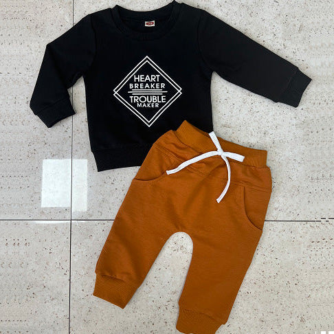 2 Pieces Baby boy square letter print Suit