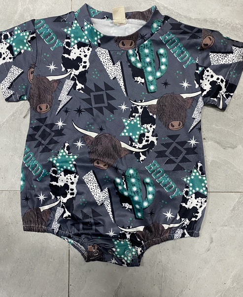 Baby Cowboy Print Romper