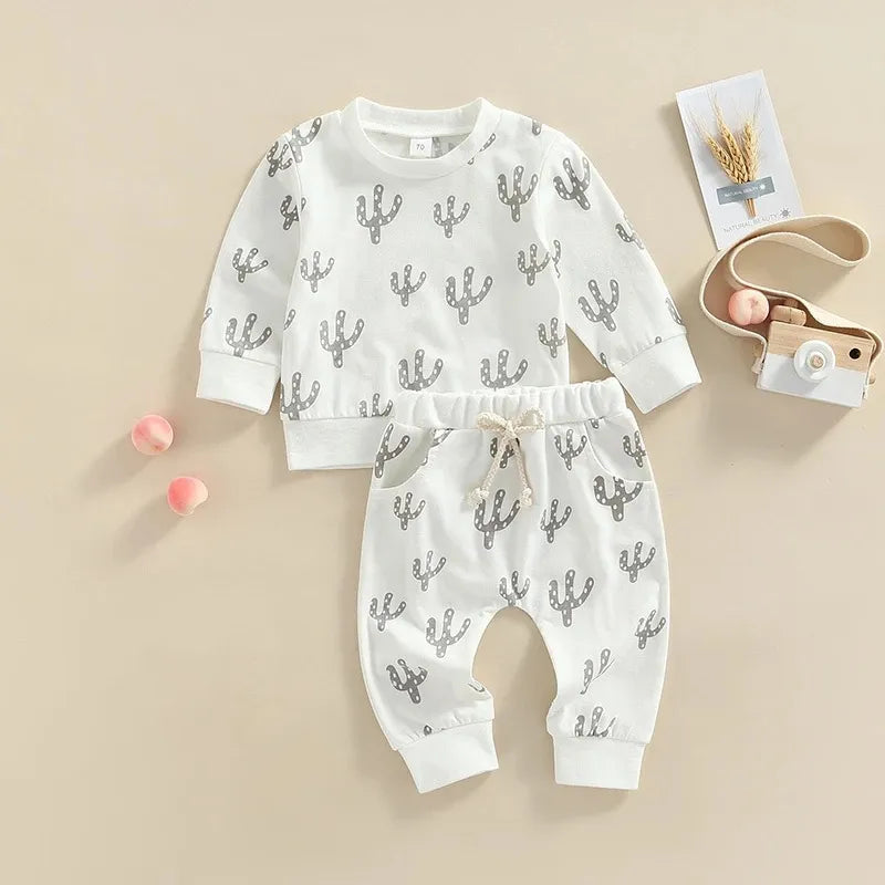 2 Piece Baby catus print suit