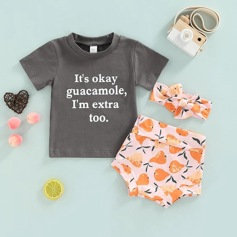 2 Piece Baby pear print suit