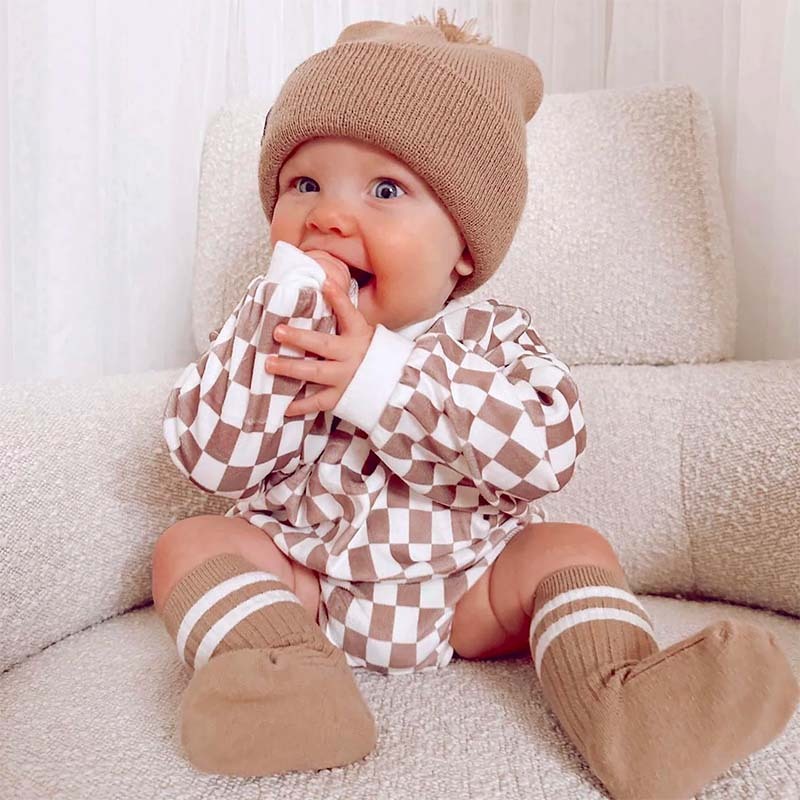 Baby plaid print colorblock Bodysuit
