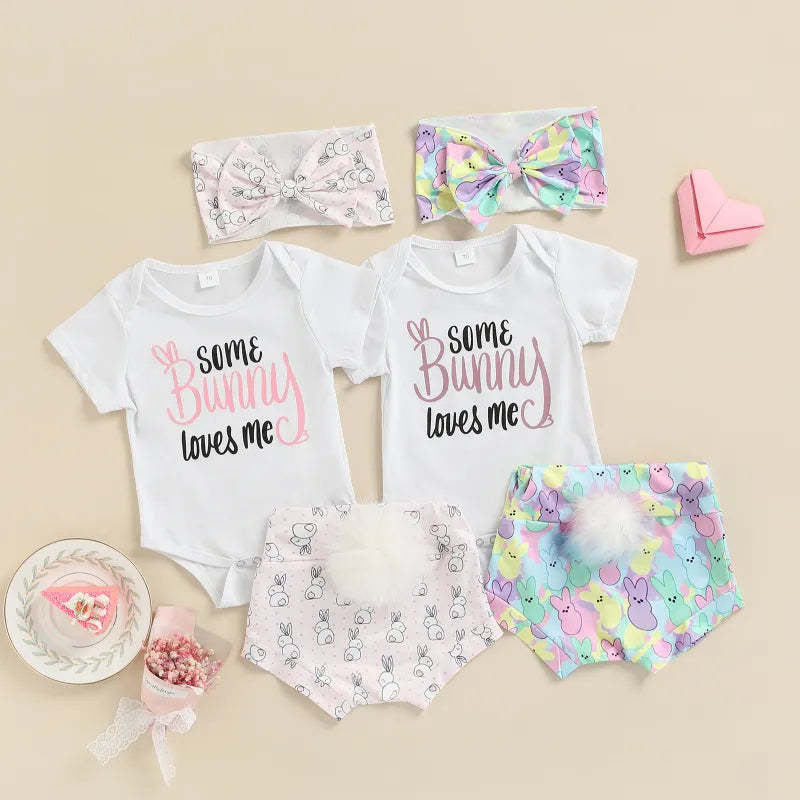 3 Piece Baby Easter Day rabbit print suit