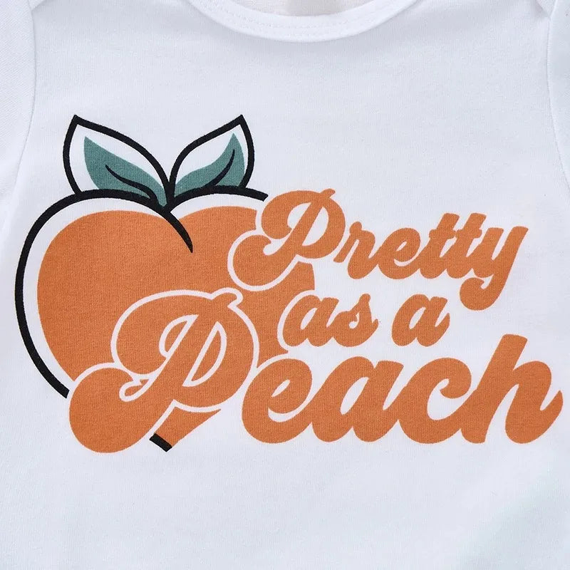 3 Piece Baby girl peach print suit
