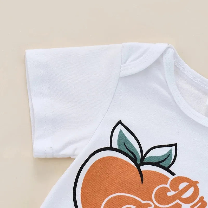 3 Piece Baby girl peach print suit