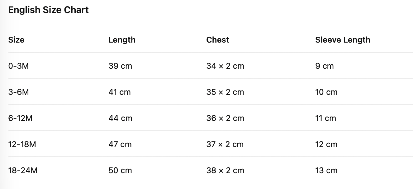 Size Chart