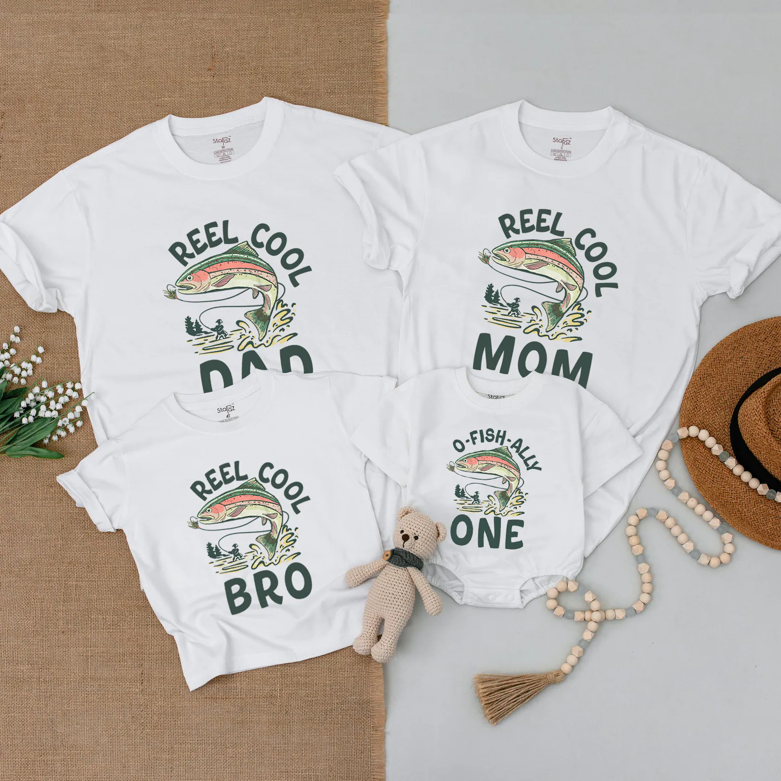 1st Birthday Fishing Family Matching Outfits