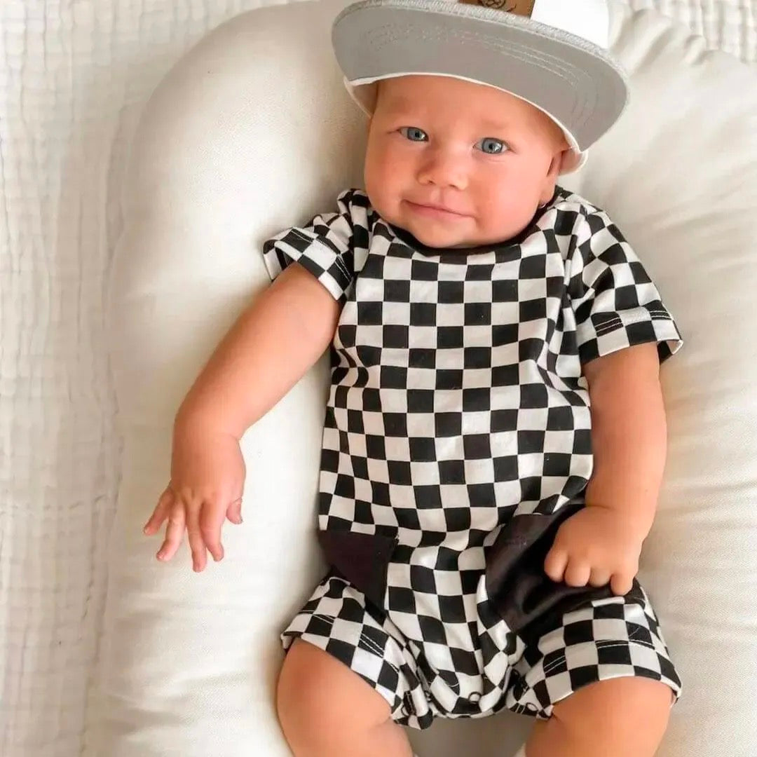 Baby Checkered Pocket Romper