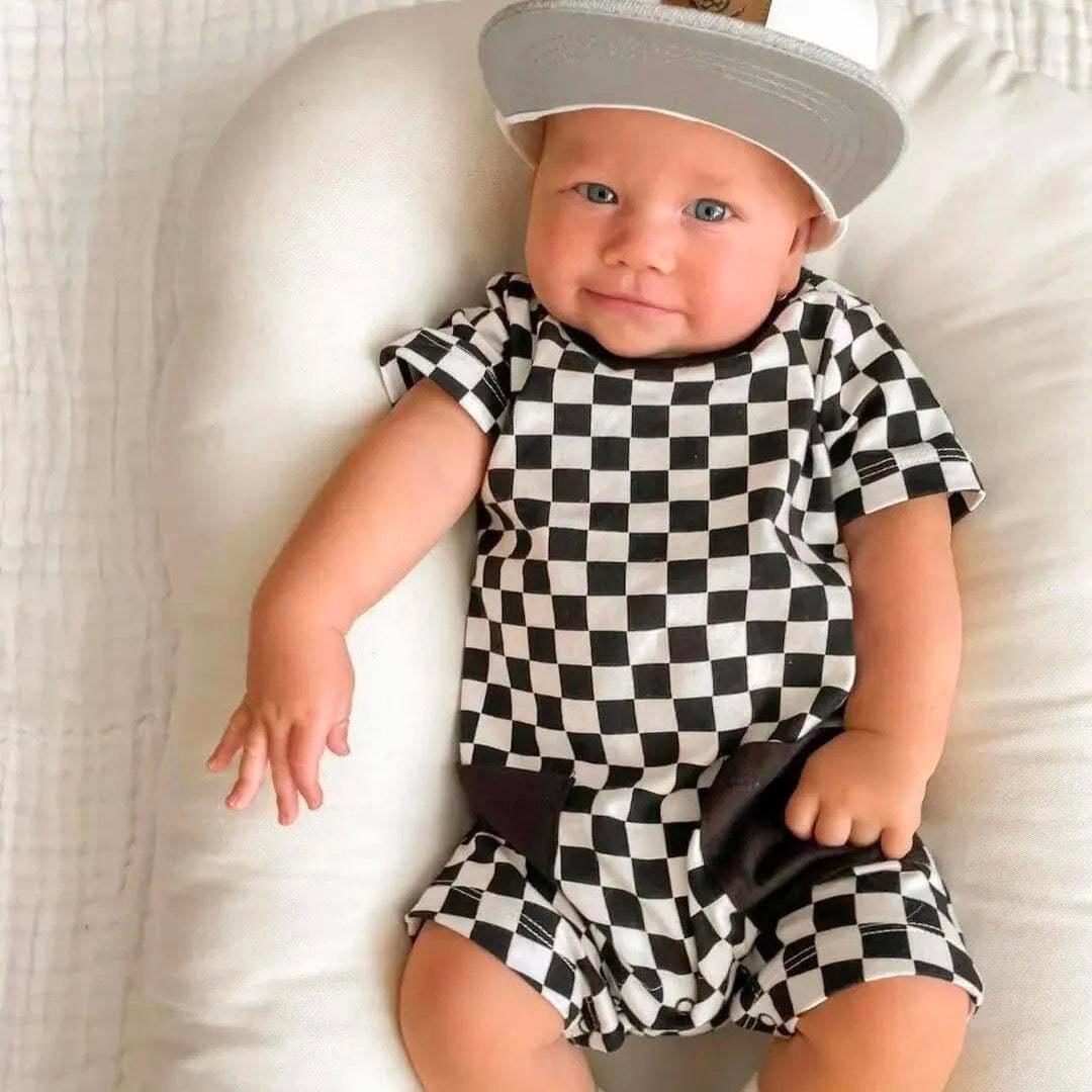 Baby Checkered Pocket Romper