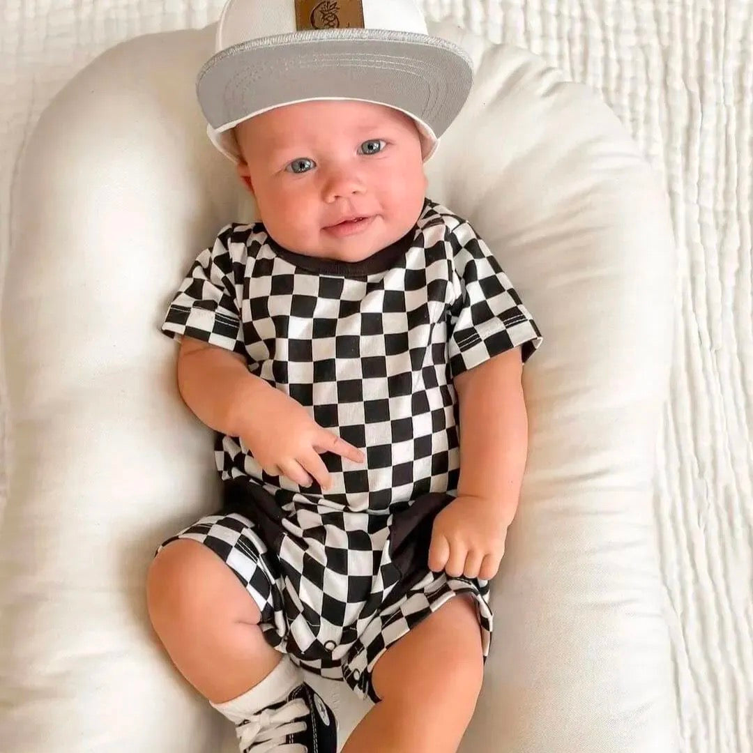 Baby Checkered Pocket Romper