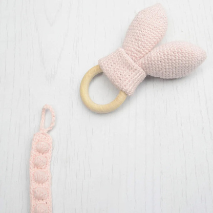 Baby Knitted Hand-held Rattle Wooden Ring