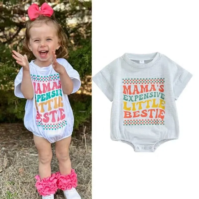 Mama's Expensive Little Bestie Print Romper