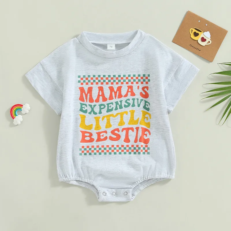 Mama's Expensive Little Bestie Print Romper