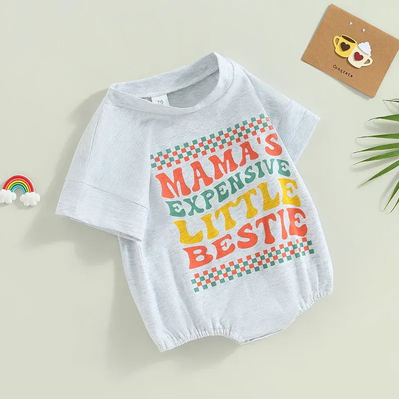 Mama's Expensive Little Bestie Print Romper