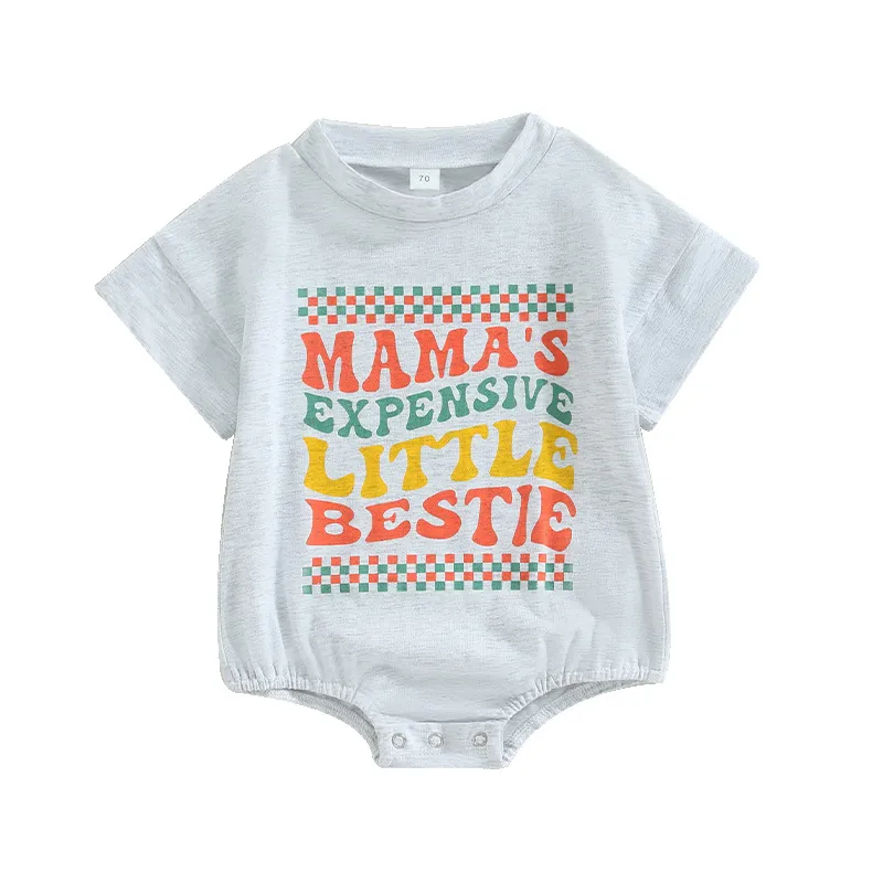 Mama's Expensive Little Bestie Print Romper