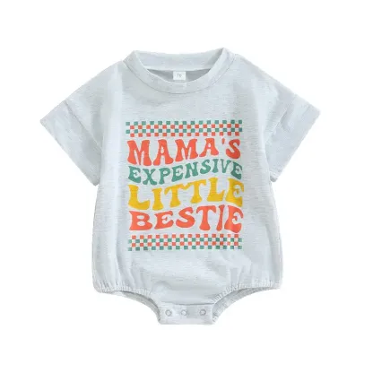 Mama's Expensive Little Bestie Print Romper