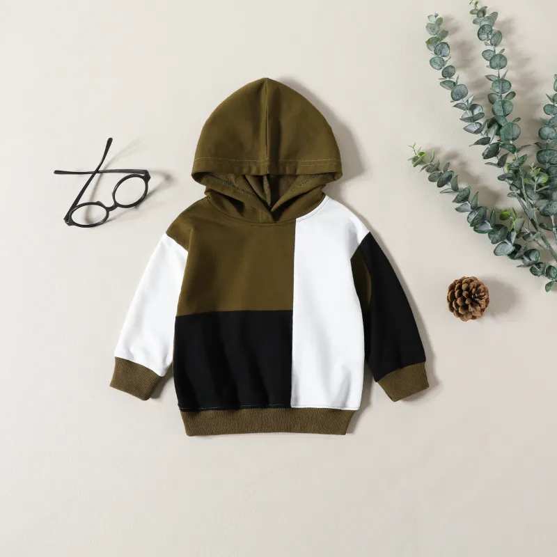 Baby Boy Hooded Patchwork Sweatshirt