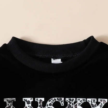 Baby LUCKY print colorblock Bodysuit