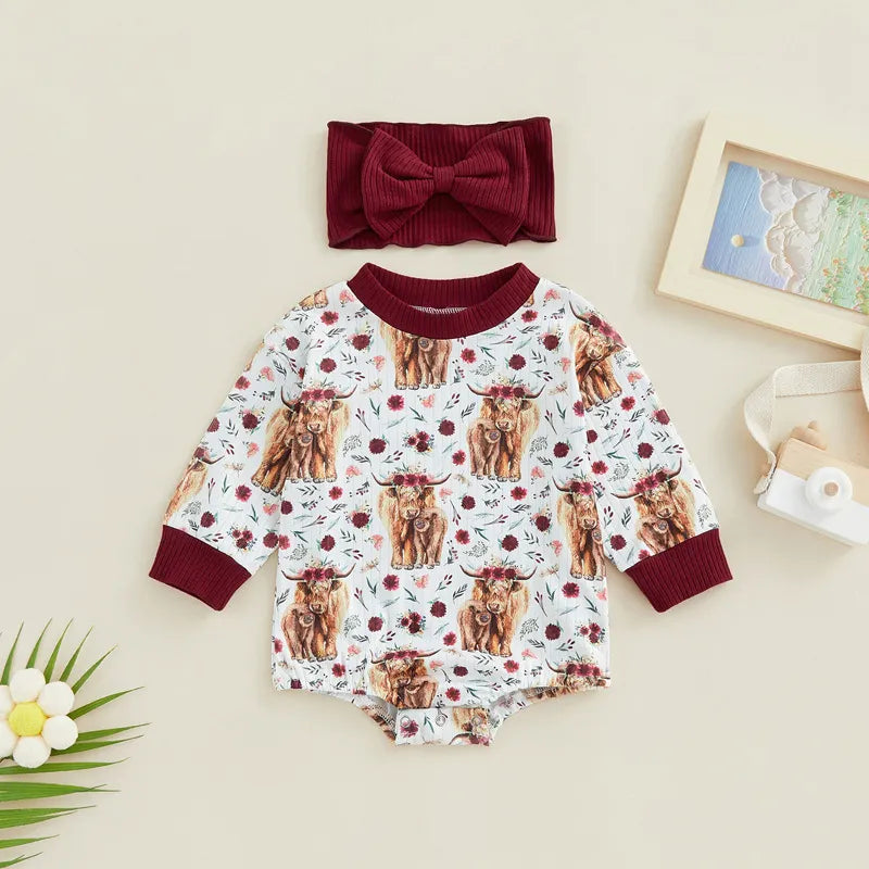 Baby cow print colorblock Bodysuit