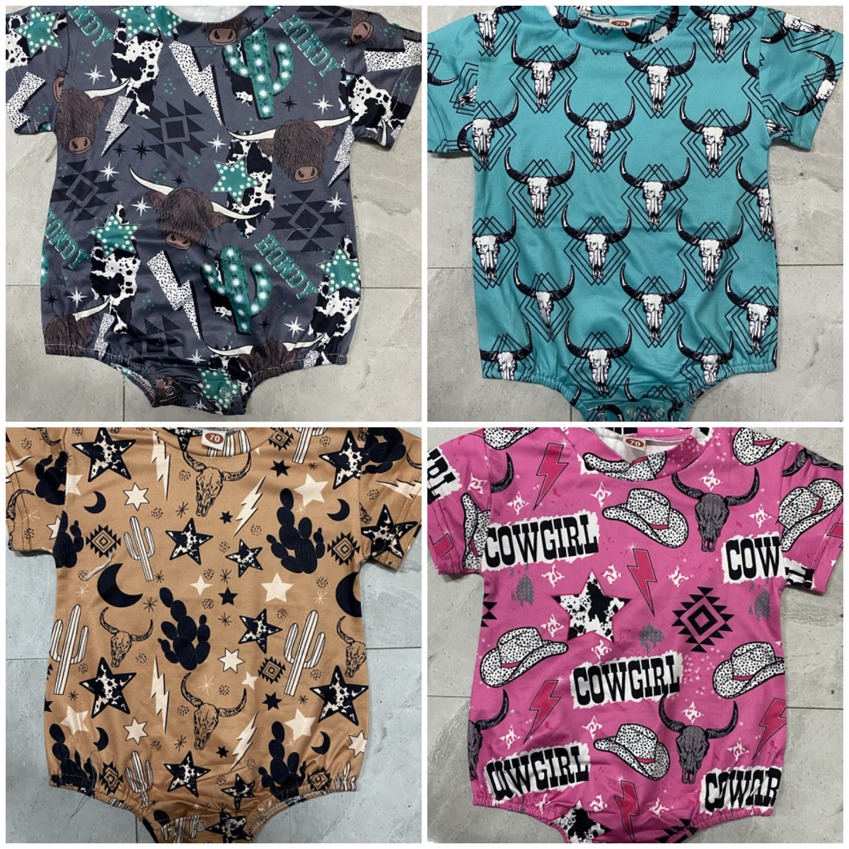 Baby Cowboy Print Romper