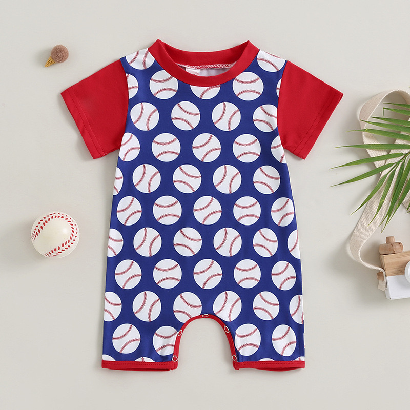 Butt-jacket baseball print short sleeve